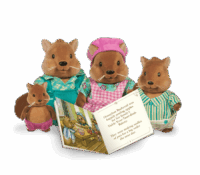 Miniature squirrel figurine set with storybook