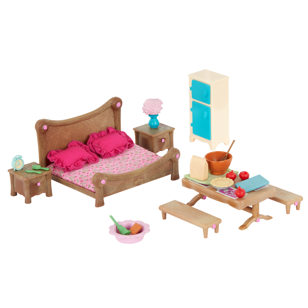 Master Bedroom & Dining Set Toy Furniture Playset Li'l Woodzeez