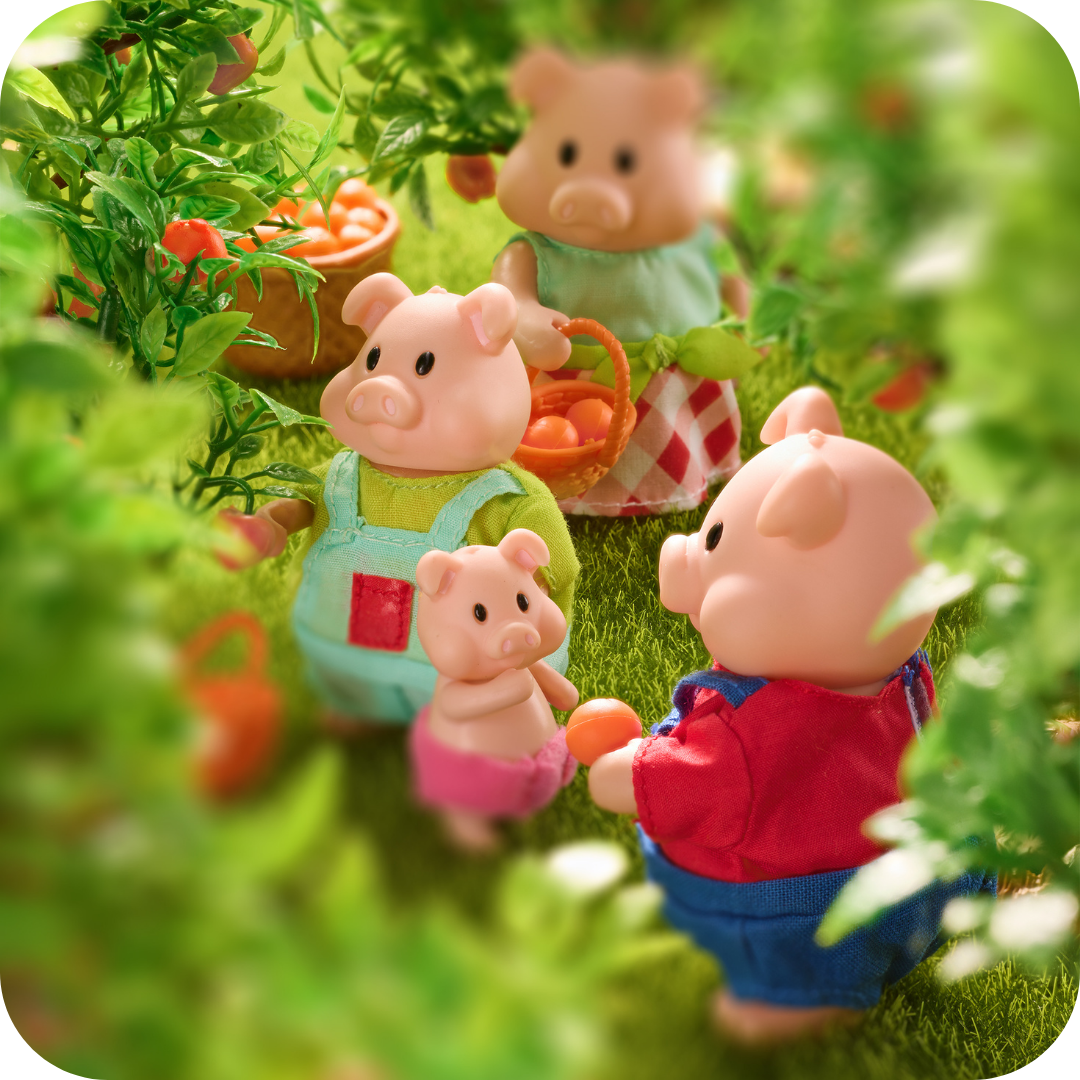 Lil Woodzeez Curlicue Pig Family