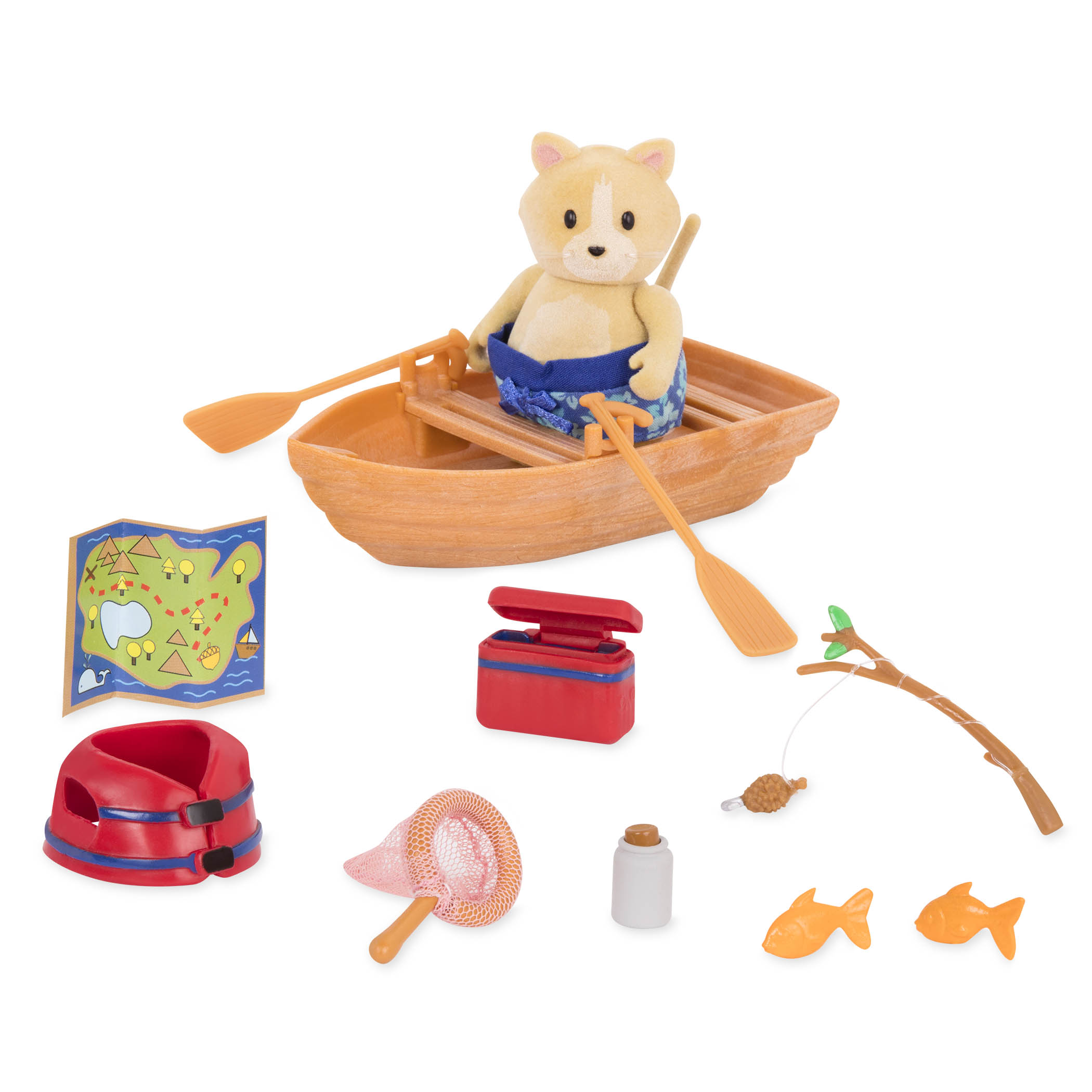 Boating Playset, Toy Boat and Small Cat Playset