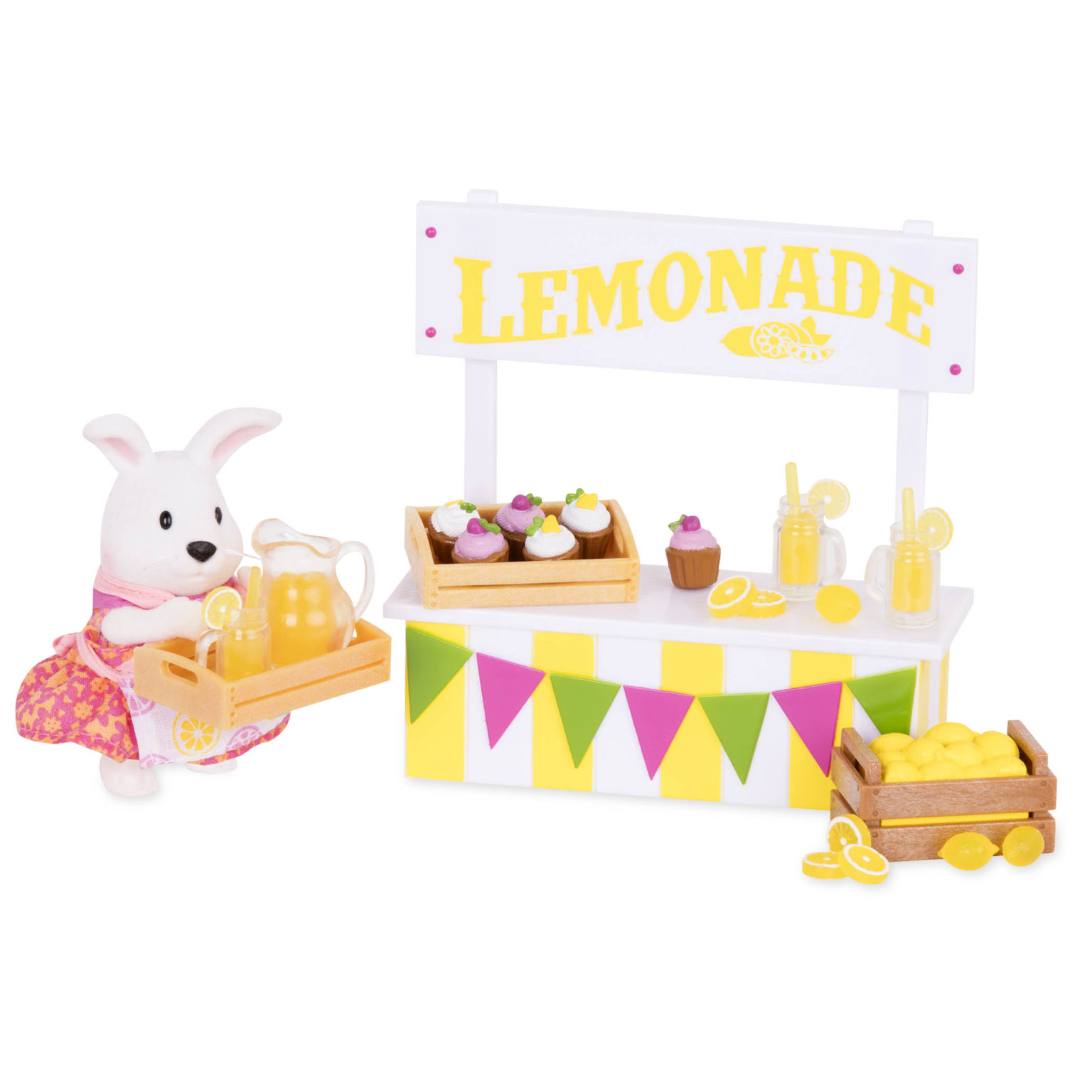 Lemonade Stand Set Playset with Toy Food Li'l Woodzeez