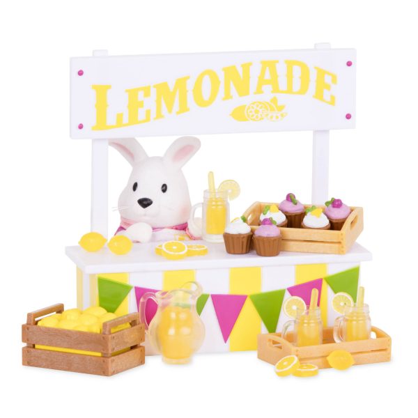 Lemonade Stand Set Playset with Toy Food Li'l Woodzeez