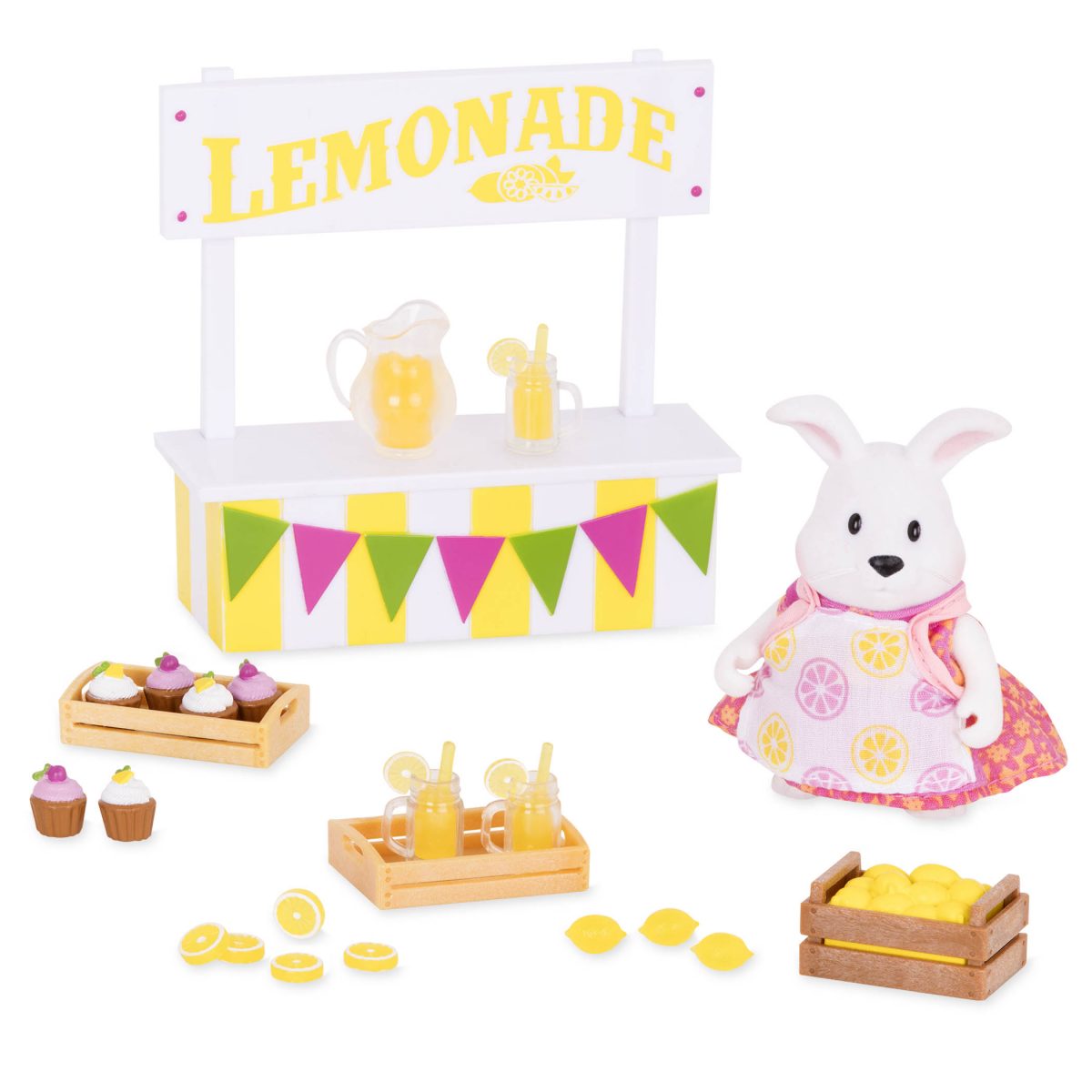 Lemonade Stand Set Playset with Toy Food Li'l Woodzeez