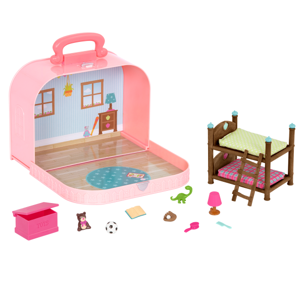 Travel Suitcase Playset Carry Case with Accessories Li’l Woodzeez