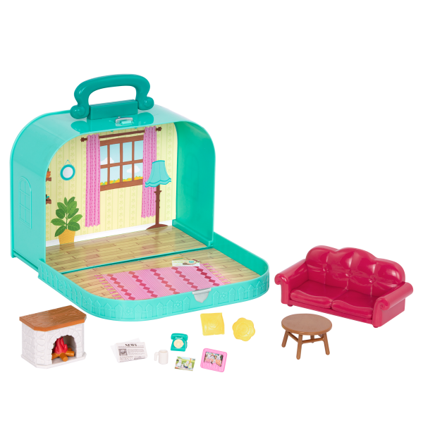 Travel Suitcase Playset Carry Case with Accessories Li’l Woodzeez
