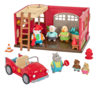 Fire department playset with animal figurines and fire engine