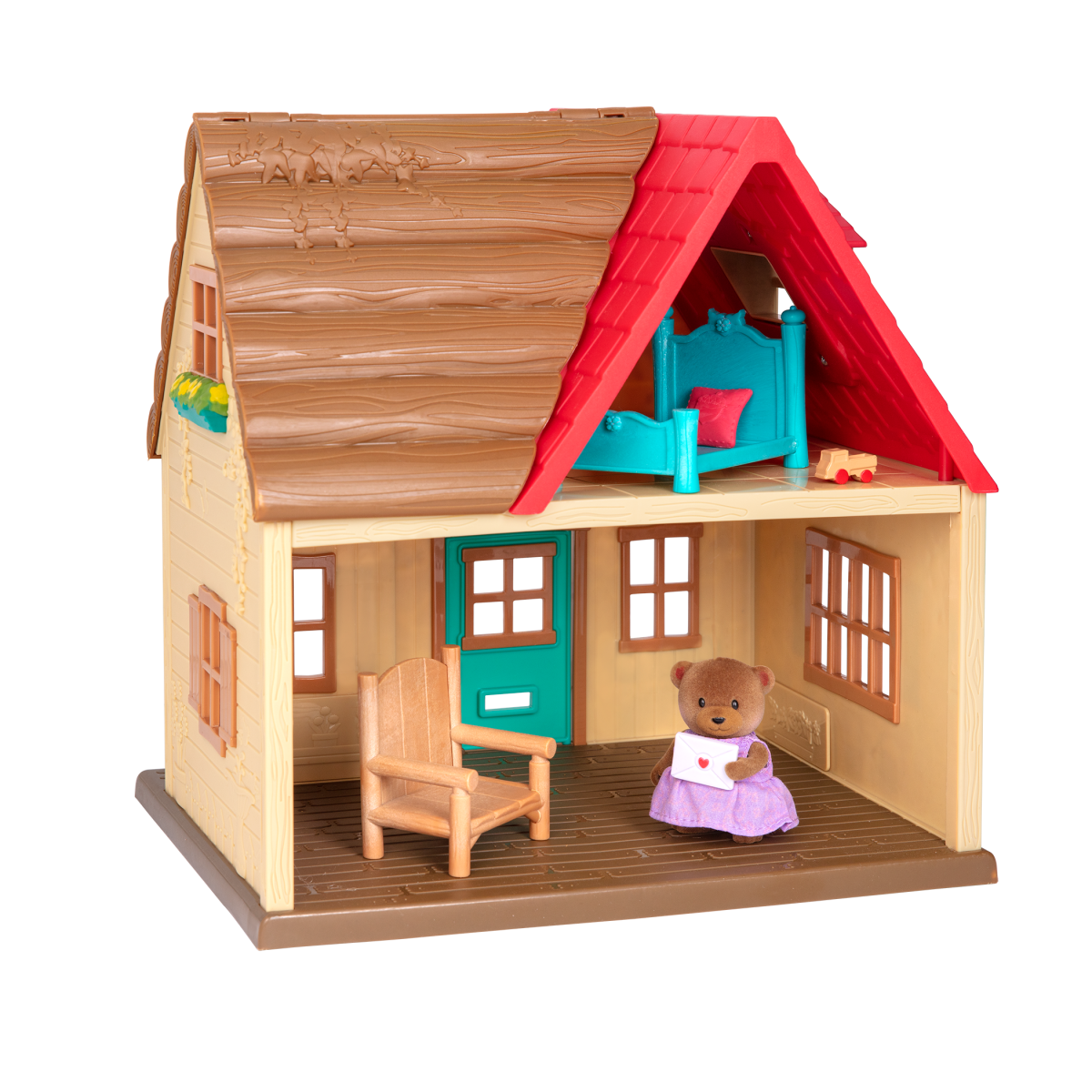 Sunny Acres Country House Playhouse with Mini Furniture Li’l Woodzeez