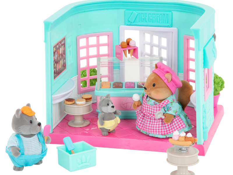 Ice cream parlor playset with animal figurines