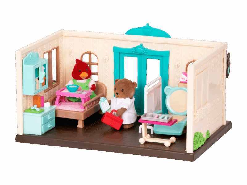 Health clinic playset with animal characters