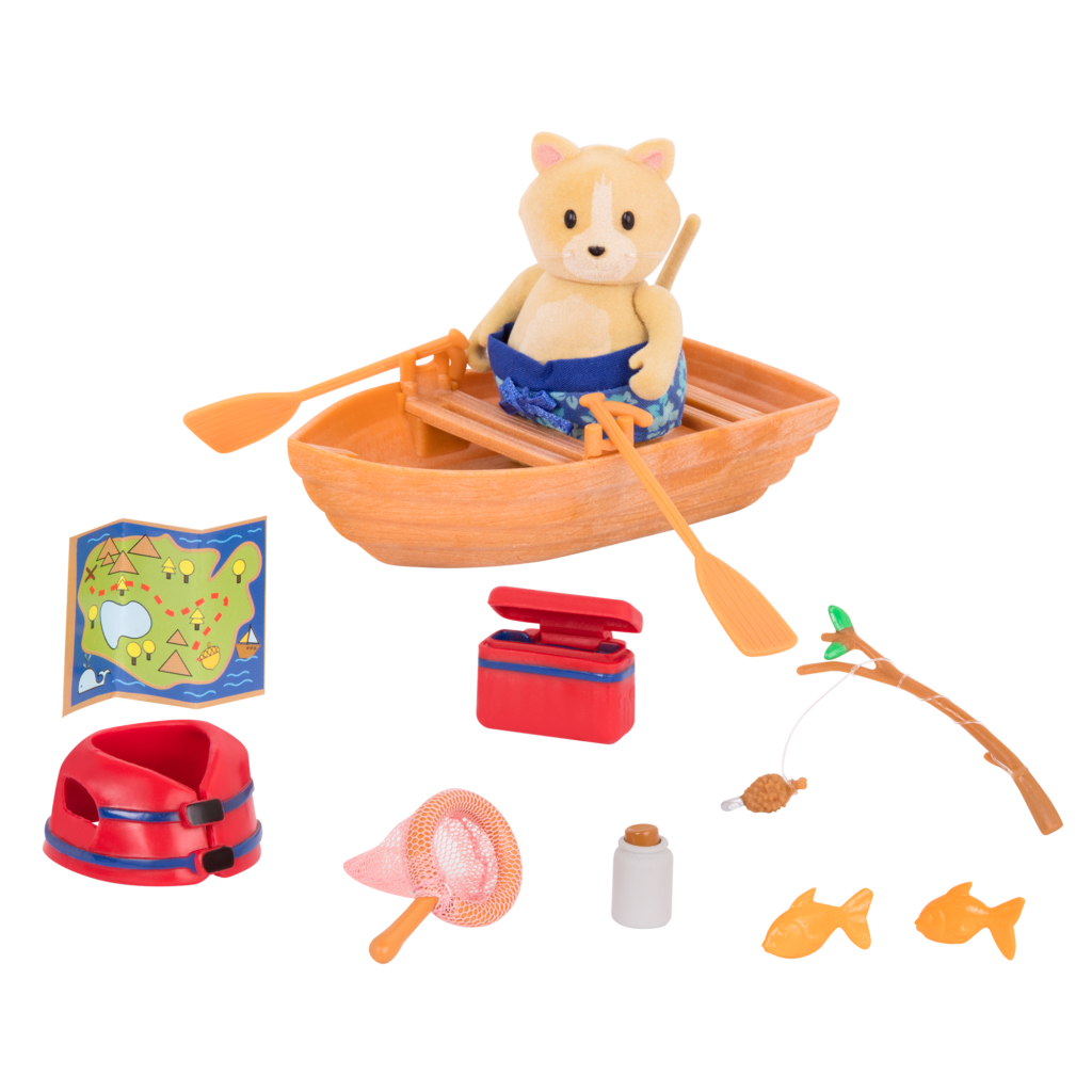 Boating Playset | Toy Boat and Small Cat Playset | Li'l Woodzeez
